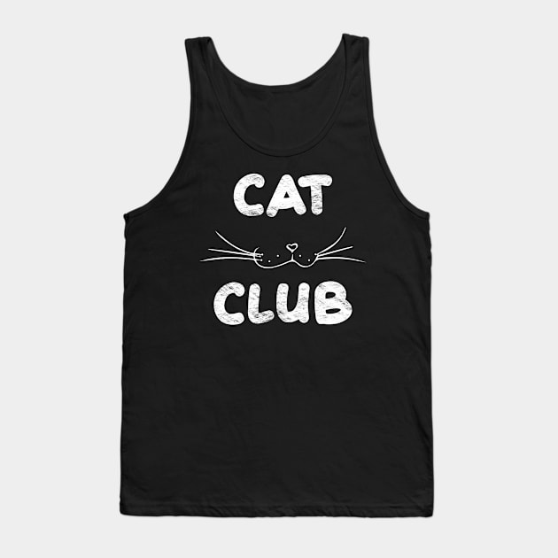 Cat Club - White Tank Top by Scailaret